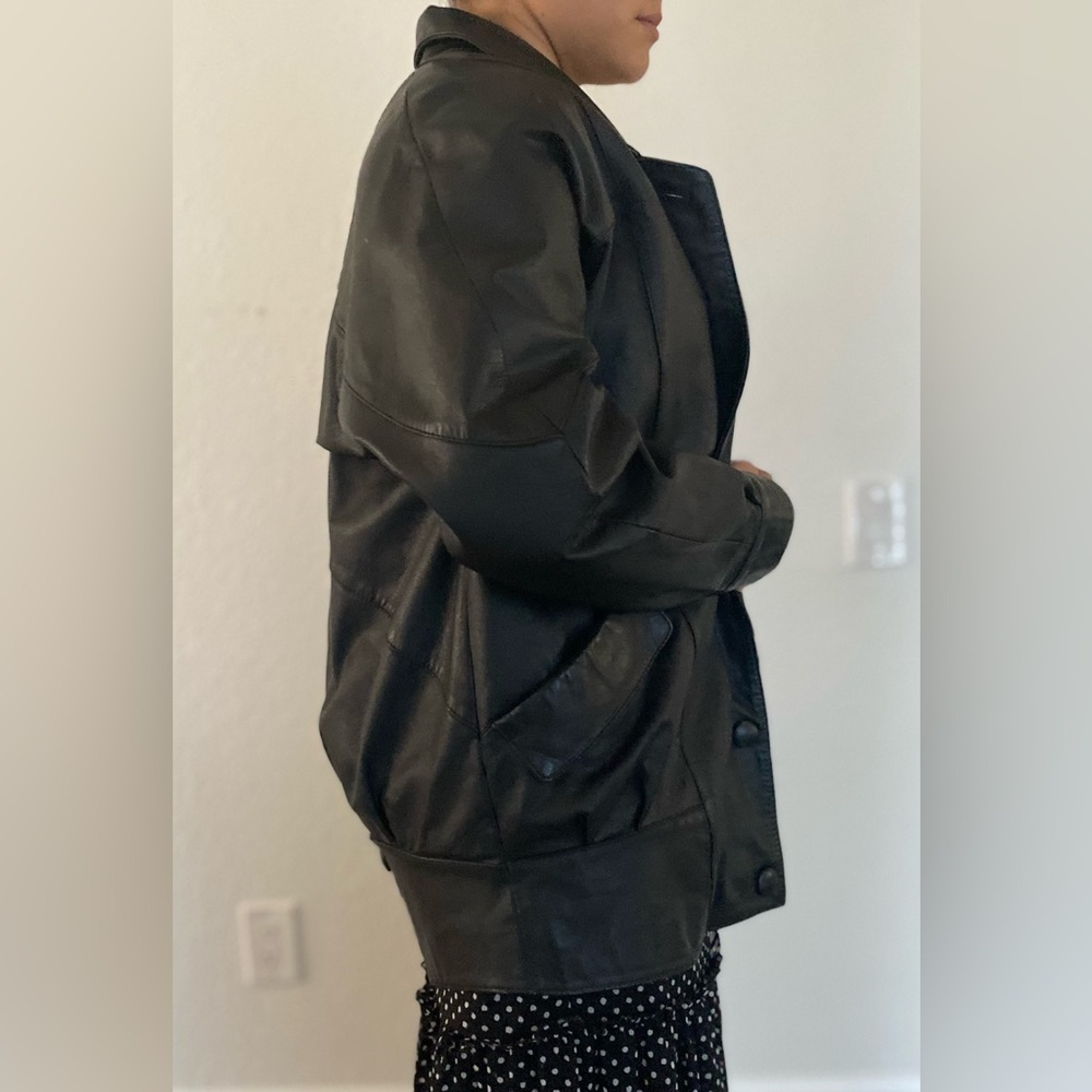 Wilson’s Men/ Women's Black Oversized Leather Jacket - Picture 10 of 10